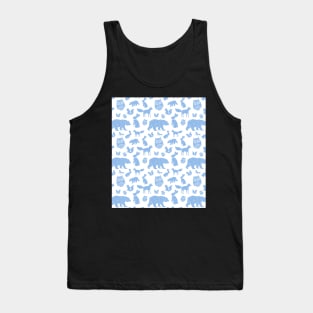 Cornflower Blue Woodland Animals Bear Fox Owl Tank Top